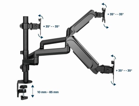 GEMBIRD BIURKOWE REGULOWANE RAMIĘ/UCHWYT NA 3 MONITORY 17-27, VESA 100X100MM, DO 7 KG GEMBIRD BIURKOWE REGULOWANE RAMIĘ/UCHWYT NA 3 MONITORY 17-27, VESA 100X100MM, DO 7 KG