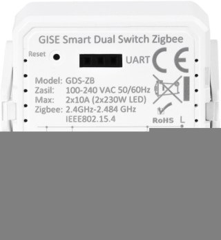 GISE Smart Podwójny moduł przekaźnikowy Zigbee | Tuya | GDS-ZB