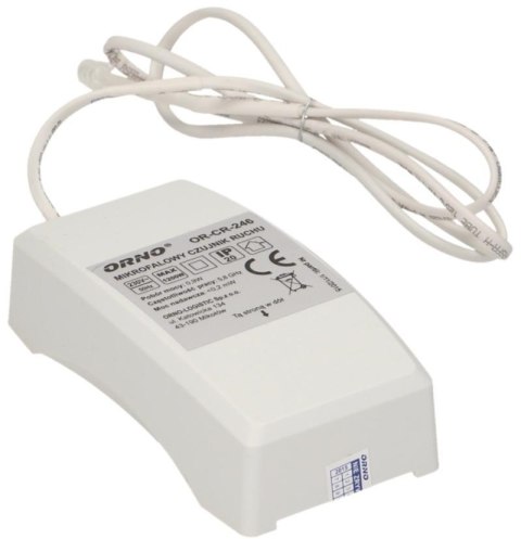 Mikrofalowy czujnik ruchu ORNO OR-CR-246 z zewnętrznym sensorem 360°, IP20 Mikrofalowy czujnik ruchu ORNO OR-CR-246 z zewnętrznym sensorem 360°, IP20
