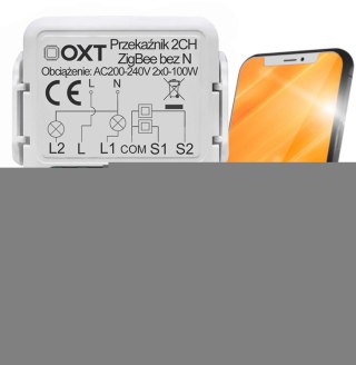 Moduł OXT mini przekaźnik 2 obw. bez N ZigBee TUYA