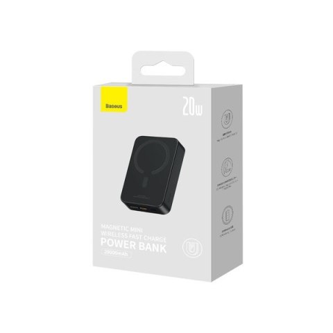 Baseus Magnetic Mini Powerbank Bezprzewodowe ładowanie 20000 mAh 20 W Czarny Baseus Magnetic Mini Powerbank Bezprzewodowe ładowanie 20000 mAh 20 W Czarny