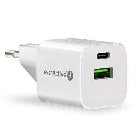 Ładowarka sieciowa everActive GaN SC-390Q z gniazdem USB QC3.0 oraz USB-C PD PPS 30W Ładowarka sieciowa everActive GaN SC-390Q z gniazdem USB QC3.0 oraz USB-C PD PPS 30W