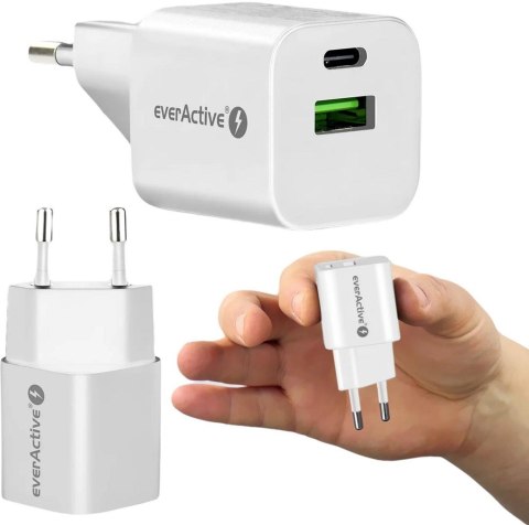 Ładowarka sieciowa everActive GaN SC-390Q z gniazdem USB QC3.0 oraz USB-C PD PPS 30W Ładowarka sieciowa everActive GaN SC-390Q z gniazdem USB QC3.0 oraz USB-C PD PPS 30W