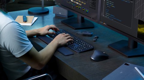Logitech MX Keys S Combo klawiatura Dołączona myszka Biuro RF Wireless + Bluetooth QWERTY Amerykański międzynarodowy Grafitowy