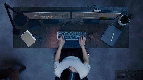 Logitech MX Keys S Combo klawiatura Dołączona myszka Biuro RF Wireless + Bluetooth QWERTY Amerykański międzynarodowy Grafitowy