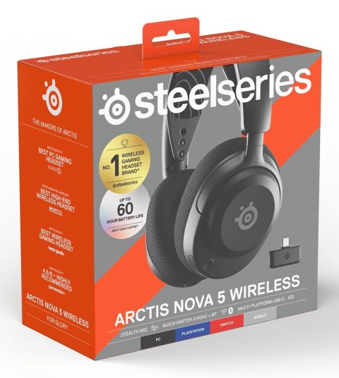 Seria SteelSeries | Zestaw słuchawkowy do gier | Arctis Nova 5 | Łączność Bluetooth | Nauszne | Mikrofon | Redukcja szumów | Łąc Seria SteelSeries | Zestaw słuchawkowy do gier | Arctis Nova 5 | Łączność Bluetooth | Nauszne | Mikrofon | Redukcja szumów | Łąc