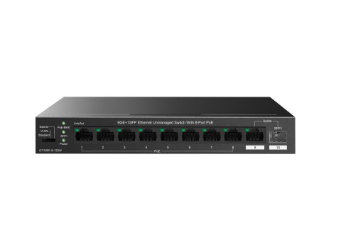 Tenda TEG1110PF-8-120W łącza sieciowe Nie zarządzany Gigabit Ethernet (10/100/1000) Obsługa PoE Czarny Tenda TEG1110PF-8-120W łącza sieciowe Nie zarządzany Gigabit Ethernet (10/100/1000) Obsługa PoE Czarny