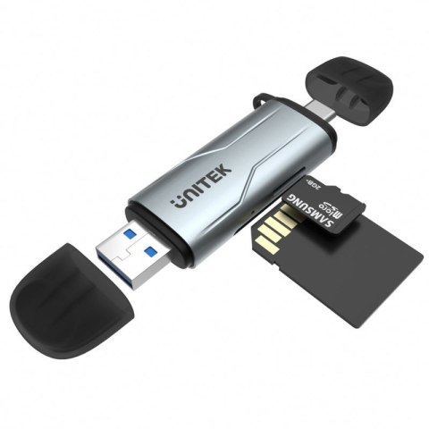 UNITEK R1010A czytnik kart USB 3.2 Gen 1 (3.1 Gen 1) Type-A/Type-C Szary UNITEK R1010A czytnik kart USB 3.2 Gen 1 (3.1 Gen 1) Type-A/Type-C Szary