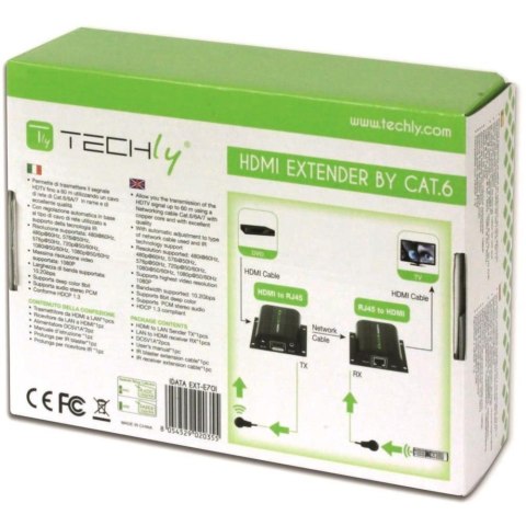 Techly IDATA EXT-E70I przedłużacz AV Nadajnik i odbiornik AV Czarny Techly IDATA EXT-E70I przedłużacz AV Nadajnik i odbiornik AV Czarny
