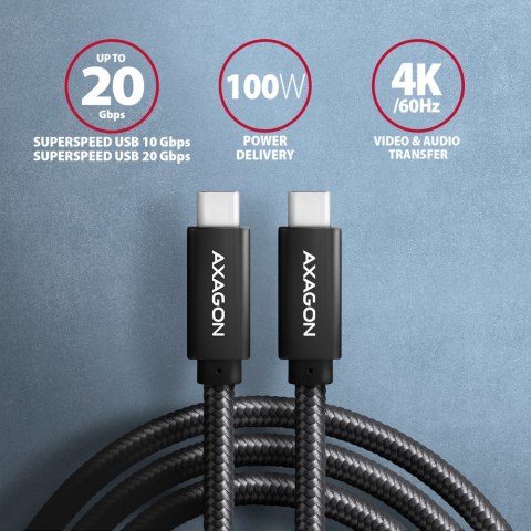 Axagon BUCM32-CM15AB kabel USB USB 3.2 Gen 2x2 1,5 m USB C Czarny Axagon BUCM32-CM15AB kabel USB USB 3.2 Gen 2x2 1,5 m USB C Czarny