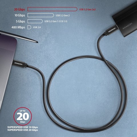 Axagon BUCM32-CM15AB kabel USB USB 3.2 Gen 2x2 1,5 m USB C Czarny Axagon BUCM32-CM15AB kabel USB USB 3.2 Gen 2x2 1,5 m USB C Czarny