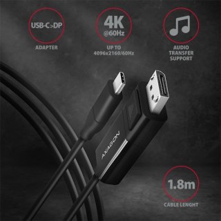 Axagon RVC-DPC adapter kablowy 1,8 m USB Type-C DisplayPort Czarny
