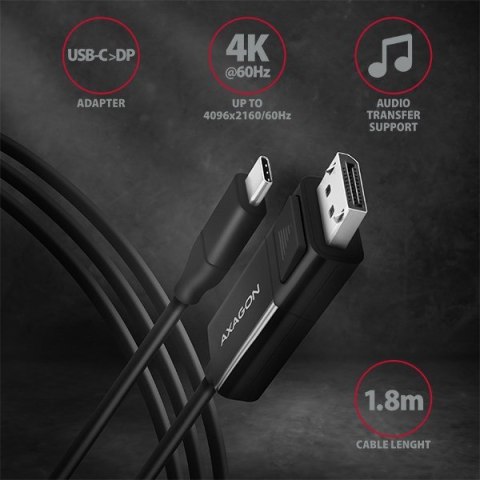 Axagon RVC-DPC adapter kablowy 1,8 m USB Type-C DisplayPort Czarny