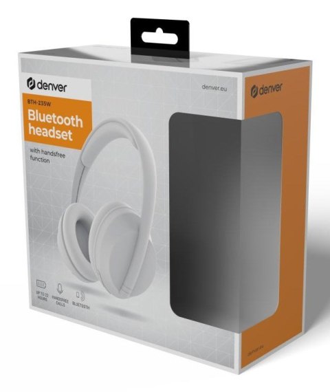 Denver BTH-235W Zestaw słuchawkowy Bezprzewodowy Opaska na głowę Połączenia/muzyka Bluetooth Biały Denver BTH-235W Zestaw słuchawkowy Bezprzewodowy Opaska na głowę Połączenia/muzyka Bluetooth Biały