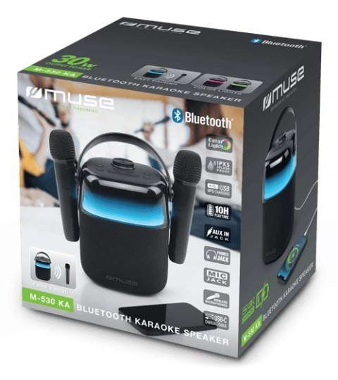Głośnik karaoke Muse | M-530 KA | 30 W | Łączność Bluetooth | | Przenośny | Połączenie bezprzewodowe Głośnik karaoke Muse | M-530 KA | 30 W | Łączność Bluetooth | | Przenośny | Połączenie bezprzewodowe