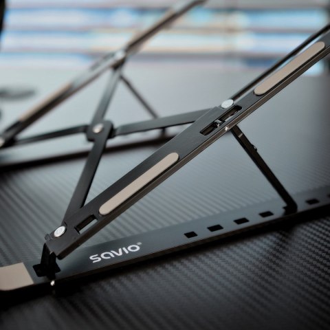 SAVIO PODSTAWKA BIUROWA POD LAPTOP, TABLET, CZARNA, ALUMINIOWA PB-05