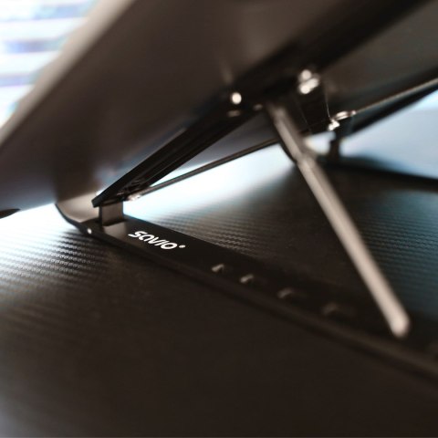 SAVIO PODSTAWKA BIUROWA POD LAPTOP, TABLET, CZARNA, ALUMINIOWA PB-05