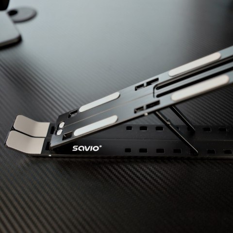 SAVIO PODSTAWKA BIUROWA POD LAPTOP, TABLET, CZARNA, ALUMINIOWA PB-05