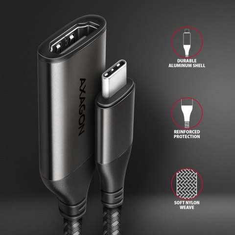 AXAGON RVC-HI2M Przejściówka z USB-C na HDMI 2.0, 4K/60Hz, Aluminium - 25 cm AXAGON RVC-HI2M Przejściówka z USB-C na HDMI 2.0, 4K/60Hz, Aluminium - 25 cm