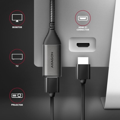 AXAGON RVC-HI2M Przejściówka z USB-C na HDMI 2.0, 4K/60Hz, Aluminium - 25 cm AXAGON RVC-HI2M Przejściówka z USB-C na HDMI 2.0, 4K/60Hz, Aluminium - 25 cm