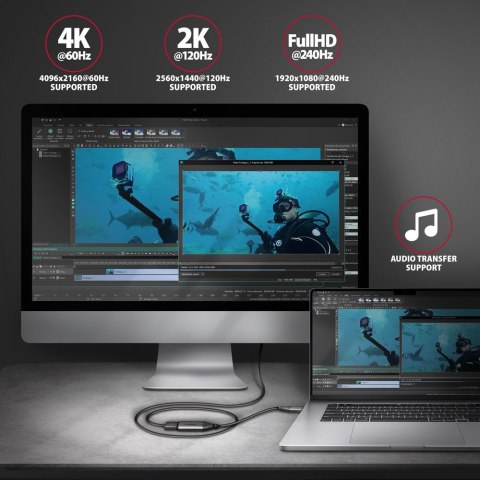 AXAGON RVC-HI2M Przejściówka z USB-C na HDMI 2.0, 4K/60Hz, Aluminium - 25 cm AXAGON RVC-HI2M Przejściówka z USB-C na HDMI 2.0, 4K/60Hz, Aluminium - 25 cm
