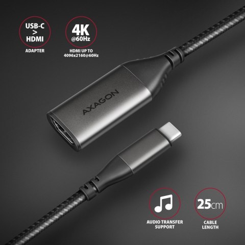 AXAGON RVC-HI2M Przejściówka z USB-C na HDMI 2.0, 4K/60Hz, Aluminium - 25 cm AXAGON RVC-HI2M Przejściówka z USB-C na HDMI 2.0, 4K/60Hz, Aluminium - 25 cm