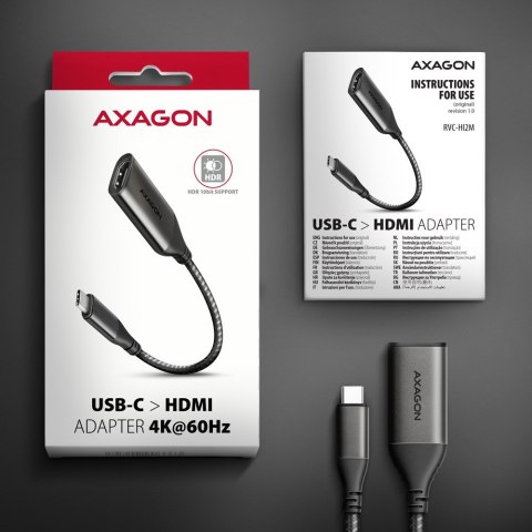 AXAGON RVC-HI2M Przejściówka z USB-C na HDMI 2.0, 4K/60Hz, Aluminium - 25 cm AXAGON RVC-HI2M Przejściówka z USB-C na HDMI 2.0, 4K/60Hz, Aluminium - 25 cm