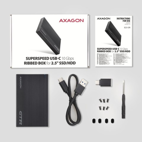 HDD ACC ENCLOSURE 2.5"/USB-C BLACK EE25-GTR AXAGON HDD ACC ENCLOSURE 2.5"/USB-C BLACK EE25-GTR AXAGON