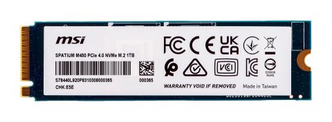 MSI SPATIUM M450 PCIe 4.0 NVMe M.2 1000GB PCI Express 4.0 3D NAND MSI SPATIUM M450 PCIe 4.0 NVMe M.2 1000GB PCI Express 4.0 3D NAND