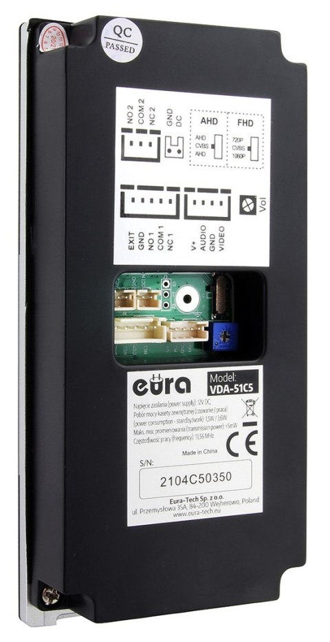 Wideodomofon EURA VDP-99C5 Czarny Wideodomofon EURA VDP-99C5 Czarny