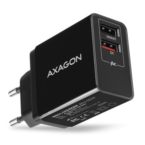Axagon ACU-QS24 ładowarka do urządzeń przenośnych Smartfon Czarny Prąd przemienny Szybkie ładowanie Wewnętrzna Axagon ACU-QS24 ładowarka do urządzeń przenośnych Smartfon Czarny Prąd przemienny Szybkie ładowanie Wewnętrzna