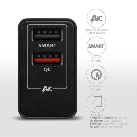 Axagon ACU-QS24 ładowarka do urządzeń przenośnych Smartfon Czarny Prąd przemienny Szybkie ładowanie Wewnętrzna Axagon ACU-QS24 ładowarka do urządzeń przenośnych Smartfon Czarny Prąd przemienny Szybkie ładowanie Wewnętrzna