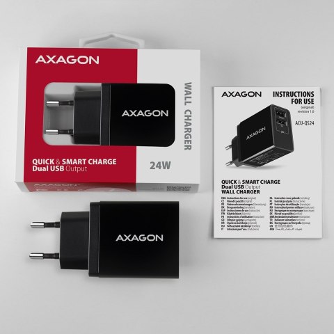 Axagon ACU-QS24 ładowarka do urządzeń przenośnych Smartfon Czarny Prąd przemienny Szybkie ładowanie Wewnętrzna Axagon ACU-QS24 ładowarka do urządzeń przenośnych Smartfon Czarny Prąd przemienny Szybkie ładowanie Wewnętrzna