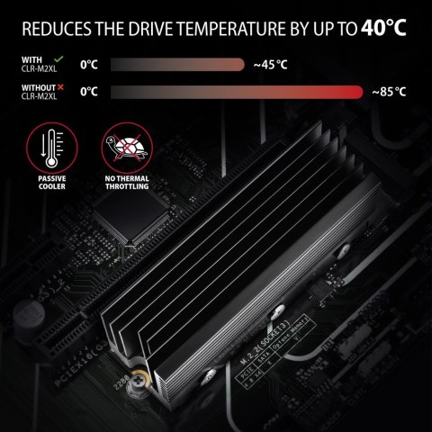 Axagon CLR-M2XL system chłodzenia komputerów M.2 NVMe SSD, Dysk SSD Radiator Czarny 1 szt. Axagon CLR-M2XL system chłodzenia komputerów M.2 NVMe SSD, Dysk SSD Radiator Czarny 1 szt.