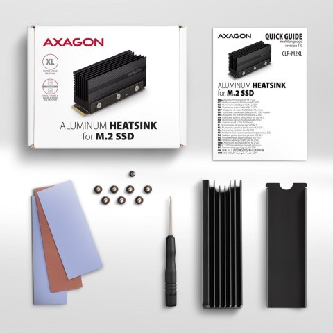 Axagon CLR-M2XL system chłodzenia komputerów M.2 NVMe SSD, Dysk SSD Radiator Czarny 1 szt. Axagon CLR-M2XL system chłodzenia komputerów M.2 NVMe SSD, Dysk SSD Radiator Czarny 1 szt.