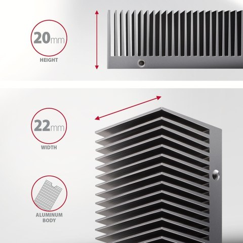 Axagon CLR-M2XT M.2 SSD Passivkühler Aluminium - 2280 M.2 NVMe SSD, Dysk SSD Radiator Czarny, Szary 1 szt. Axagon CLR-M2XT M.2 SSD Passivkühler Aluminium - 2280 M.2 NVMe SSD, Dysk SSD Radiator Czarny, Szary 1 szt.