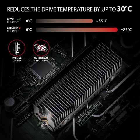 Axagon CLR-M2XT M.2 SSD Passivkühler Aluminium - 2280 M.2 NVMe SSD, Dysk SSD Radiator Czarny, Szary 1 szt. Axagon CLR-M2XT M.2 SSD Passivkühler Aluminium - 2280 M.2 NVMe SSD, Dysk SSD Radiator Czarny, Szary 1 szt.