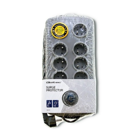 Qoltec 50162 ochrona przeciwprzepięciowa Szary 8 x gniazdo sieciowe 230 V 2,5 m Qoltec 50162 ochrona przeciwprzepięciowa Szary 8 x gniazdo sieciowe 230 V 2,5 m
