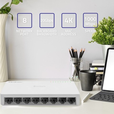 Qoltec 52248 łącza sieciowe Nie zarządzany Biały Qoltec 52248 łącza sieciowe Nie zarządzany Biały