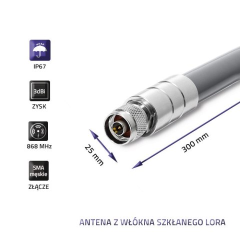 Qoltec 57023 Antena LoRa | 3 dBi | Zewnętrzna