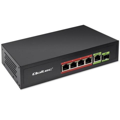 Qoltec Przełącznik sieciowy SWITCH FAST Ethernet PoE 4x RJ45 PoE 1x RJ45 Uplink 1x SFP | 65W | 1000 Mb Qoltec Przełącznik sieciowy SWITCH FAST Ethernet PoE 4x RJ45 PoE 1x RJ45 Uplink 1x SFP | 65W | 1000 Mb
