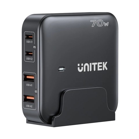 UNITEK ŁADOWARKA BIURKOWA GAN 70W 2XUSB-A 2XUSB-C UNITEK ŁADOWARKA BIURKOWA GAN 70W 2XUSB-A 2XUSB-C
