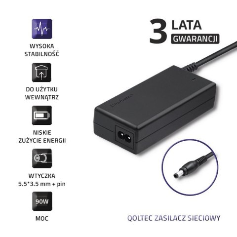 Qoltec 50089.90W adapter zasilający/ inwentor Wewnętrzna Czarny