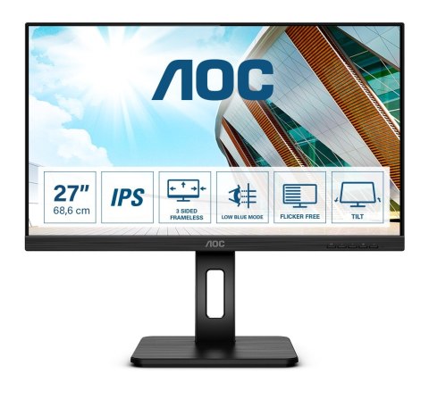 AOC Q27P2Q LED display 68,6 cm (27") 2560 x 1440 px Quad HD Czarny AOC Q27P2Q LED display 68,6 cm (27") 2560 x 1440 px Quad HD Czarny