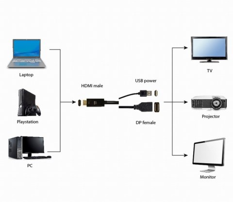 I/O ADAPTER HDMI TO DP/BLACK A-HDMIM-DPF-01 GEMBIRD I/O ADAPTER HDMI TO DP/BLACK A-HDMIM-DPF-01 GEMBIRD