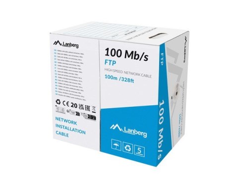 KABEL LAN FTP 100MB/S 100M DRUT CCA SZARY LANBERG KABEL LAN FTP 100MB/S 100M DRUT CCA SZARY LANBERG