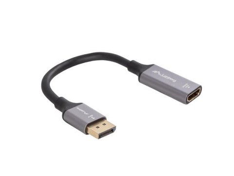 ADAPTER DISPLAYPORT(M)->HDMI(F) 8K NA KABLU 20CM SREBRNY LANBERG ADAPTER DISPLAYPORT(M)->HDMI(F) 8K NA KABLU 20CM SREBRNY LANBERG