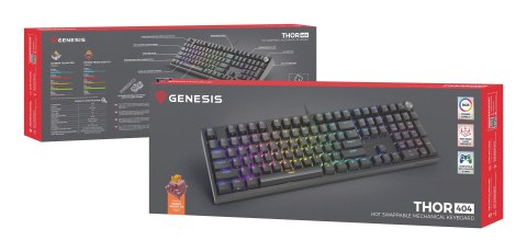 KLAWIATURA DLA GRACZY GENESIS THOR 404 US PODŚWIETLENIE RGB MECHANICZNA CZARNA OUTEMU PEACH SILENT
