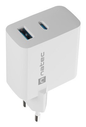 NATEC ŁADOWARKA RIBERA GAN 1x USB-A + 1x USB-C 65W BIAŁA