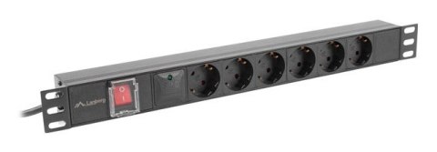LISTWA ZASILAJĄCA RACK PDU 19" LANBERG 1U 10A 6X SCHUKO 2M CZARNA C14 LISTWA ZASILAJĄCA RACK PDU 19" LANBERG 1U 10A 6X SCHUKO 2M CZARNA C14